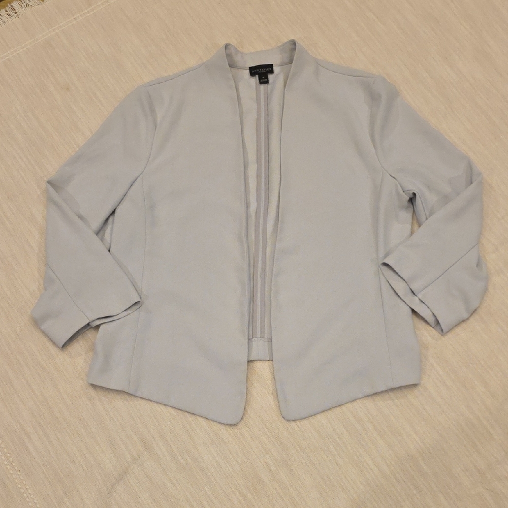 Ann Taylor Factory Women's Light Gray Open-Front Blazer